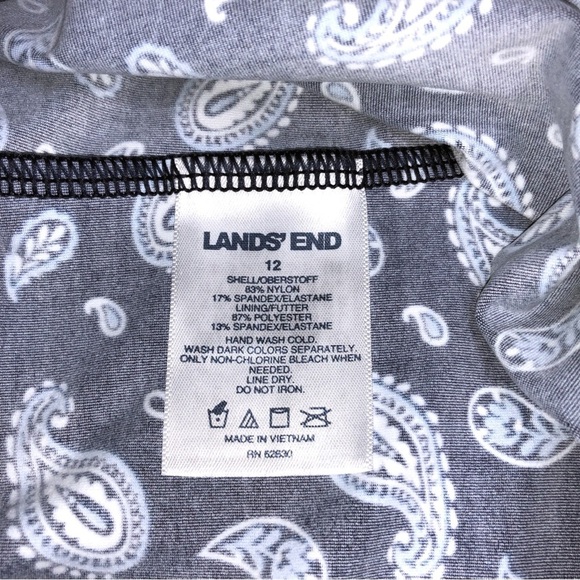 Lands' End Blue and White Paisley Control Sweetheart Tankini Top Size 12 - Picture 2 of 11